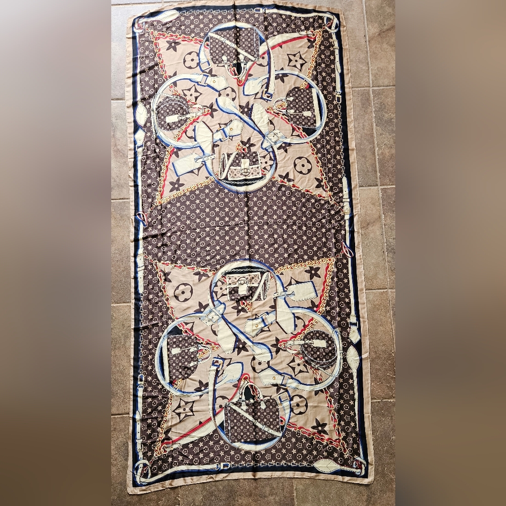 Designer handbags extra long silk wrap / scarf , excellent condition 70×35"